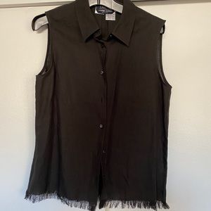 MaxMara Black linen collared tank
